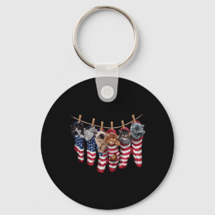 Chaveiro Gatinhos Patrióticos Em Meias Da Bandeira American
