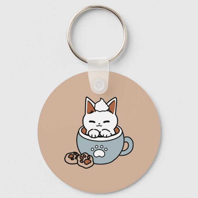 Chaveiro Gato Adorável no Design de Férias de Mug - Gato e  (Frente)