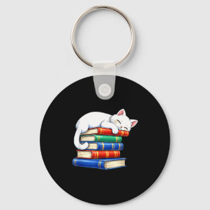 Chaveiro Gato adormecido fofo e aconchegante e livros minho
