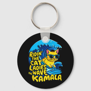 Chaveiro Gato Andando Mulher Azul Onda Para Kamala Harris P
