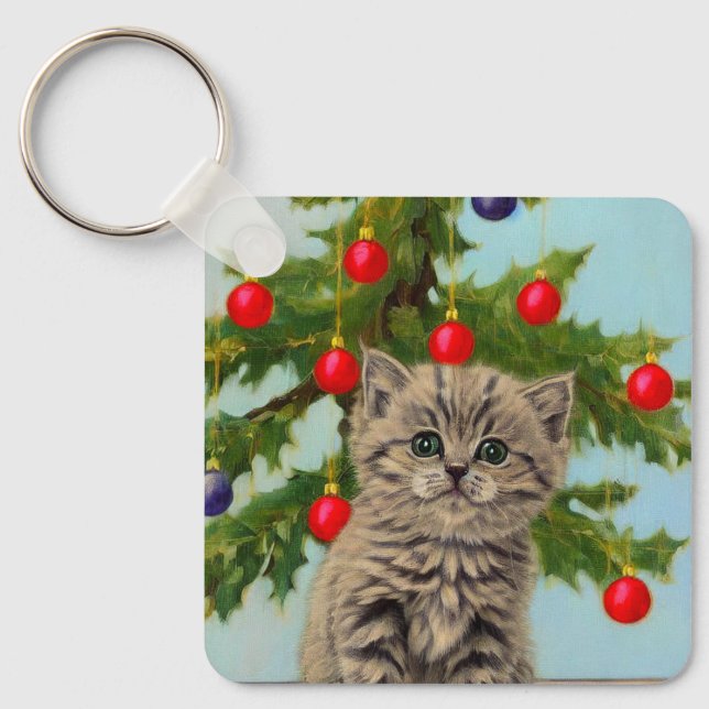 Chaveiro Gato Antigo e Árvore de Natal (Frente)