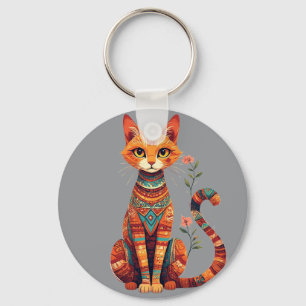 Chaveiro Gato Artístico Fofo com Ramo Floral