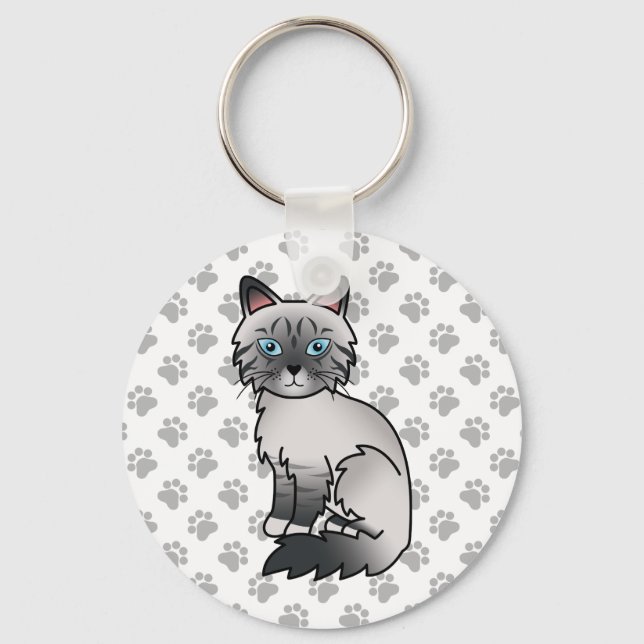 Chaveiro Gato Atigrado de Pontas Azuis Birman / Ragdoll Cut (Frente)