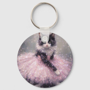 Chaveiro Gato Bailarina Espelhante em Tutu Rosa            