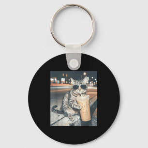 Chaveiro Gato bebendo café gelado meme engraçado de animal