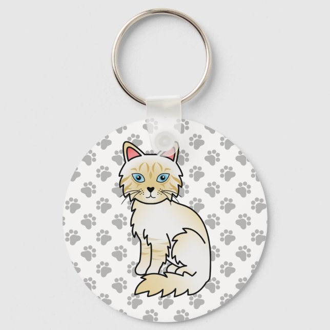 Chaveiro Gato Birman/Ragdoll Tabby Cream Point & Patas Fofo (Frente)