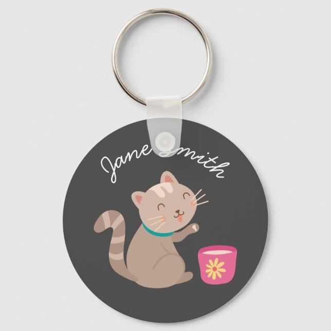 Chaveiro Gato bonito com desenho animado (Frente)