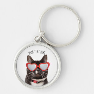 Chaveiro Gato Bonito em Óculos Cardíacos