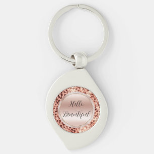 Chaveiro Gato Bonito, Rosa Dourado, Leopardo