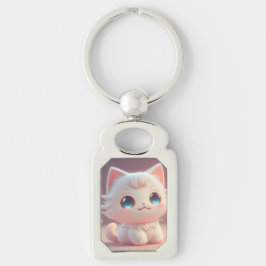 Chaveiro Gato Branco Bonito Kawaii Fluffy