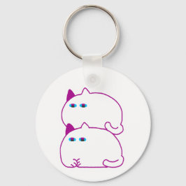 Chaveiro Gato Branco Duplamente Gorducho
