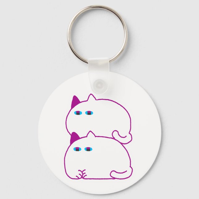 Chaveiro Gato Branco Duplamente Gorducho (Frente)