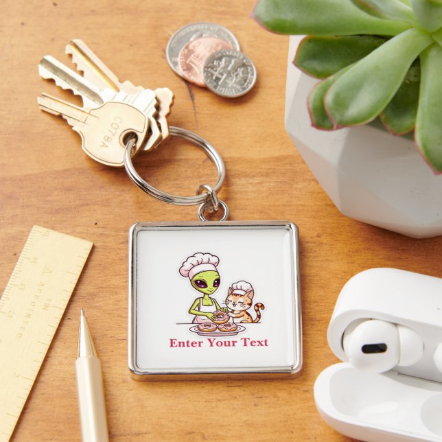 Chaveiro Gato Chef Alien Donut Design Kawaii (Mesa)