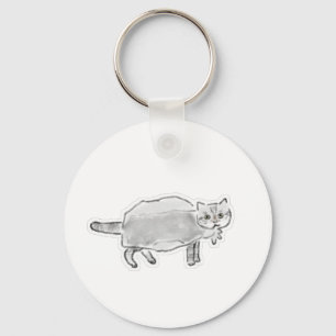 Chaveiro Gato Cinza em Saco de Plástico Arte a Lápis