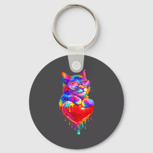Chaveiro Gato Colorido Segurando Coração Gotejamento Kit Di