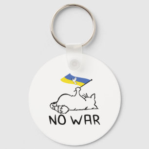 Chaveiro Gato Com Bandeira Da Ucrânia Sem Guerra