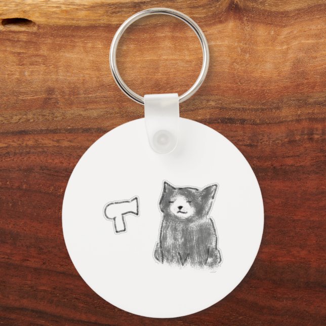 Chaveiro Gato Com Brisa de Secador de Cabelo Arte a Lápis (Frente)