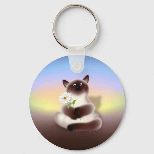 Chaveiro Gato com Flor (Frente)