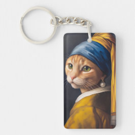 Chaveiro Gato com um brinco de pérolas | Funny Vermeer Paro