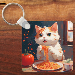 Chaveiro Gato comendo espaguete