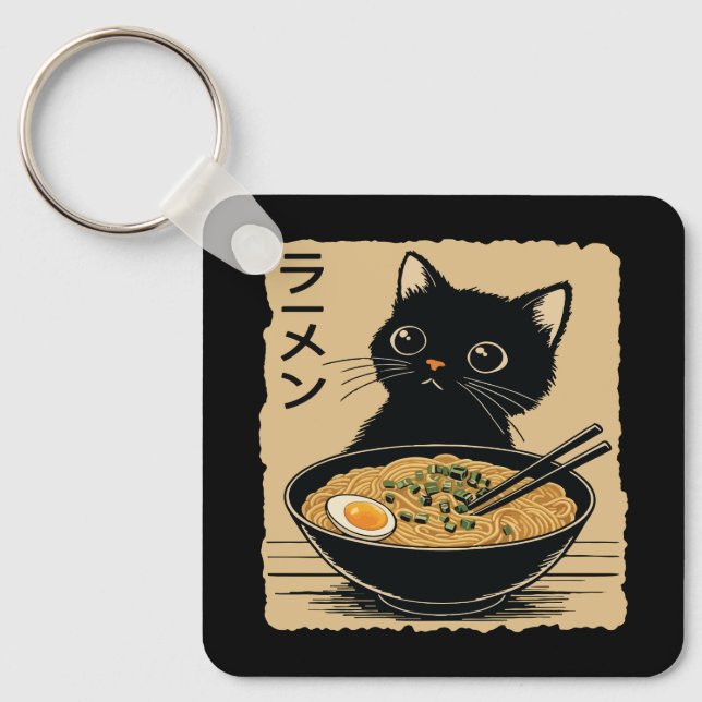 Chaveiro Gato comendo ramen  (Frente)