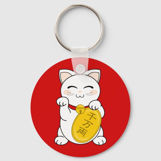 Chaveiro Gato da Boa Fortuna - Maneki Neko (Frente)