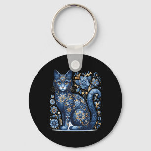 Chaveiro Gato da Ucrânia Floral Vintage Bandeira Ucraniana