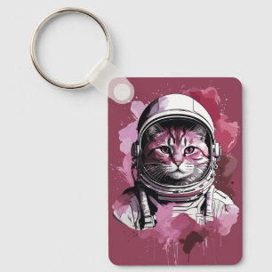 Chaveiro Gato de Astronauta da Cor da Água Vermelha