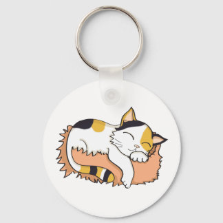 Chaveiro Gato de Calico Cinto Dormindo