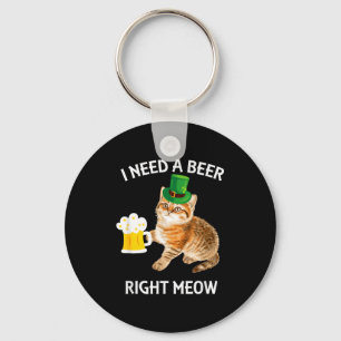 Chaveiro Gato de Cerveja Irlandesa Engraçado Bebendo no Dia