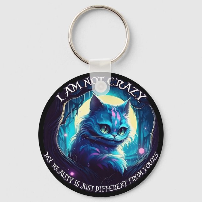 Chaveiro Gato de Cheshire Eu não estou louco (Frente)