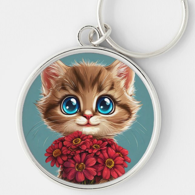 Chaveiro Gato de desenho animado fofo (Frente)