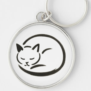 Chaveiro Gato de dormir minimalista - Design de pincel de t