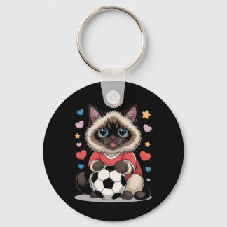 Chaveiro Gato de Futebol Kawaii Só Garota que Ama Birman Wi