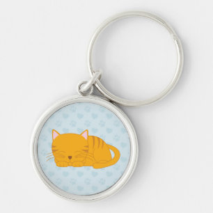 Chaveiro Gato de gato malhado alaranjado do sono