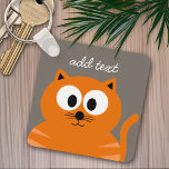 Chaveiro Gato de Gordura Laranja Cura com Taupe Personaliza<br><div class="desc">Um gatinho moderno e simples com cores modernas. Você pode adicionar um nome,  um monograma ou outro texto personalizado. Se você precisar mover a arte ao redor,  clique no botão personalizar para fazer alterações.</div>