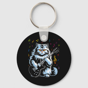 Chaveiro Gato de Guitarra Engraçado Tocando Rock