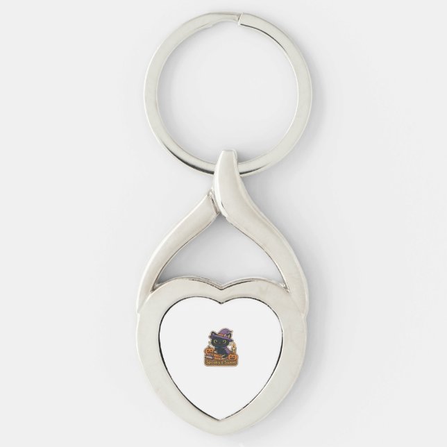 Chaveiro Gato de Halloween com Magic Books - Spooky & Sweet (Frente)