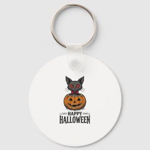 Chaveiro Gato de Halloween Fofa Abóbora Vintage Assustador_