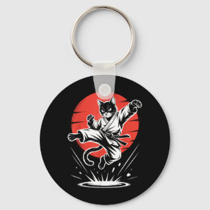 Chaveiro Gato de Karatê Engraçado Lutador de Artes Marciais