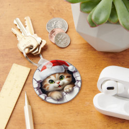 Chaveiro Gato de Natal bonito através da parede ilustrado