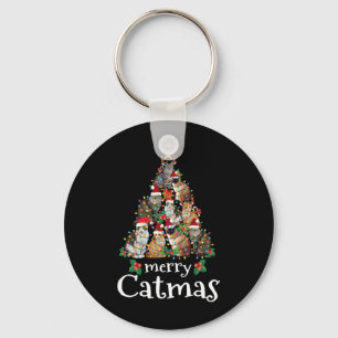 Chaveiro Gato de Natal de feliz Gato Mãe Gato de Natal de P