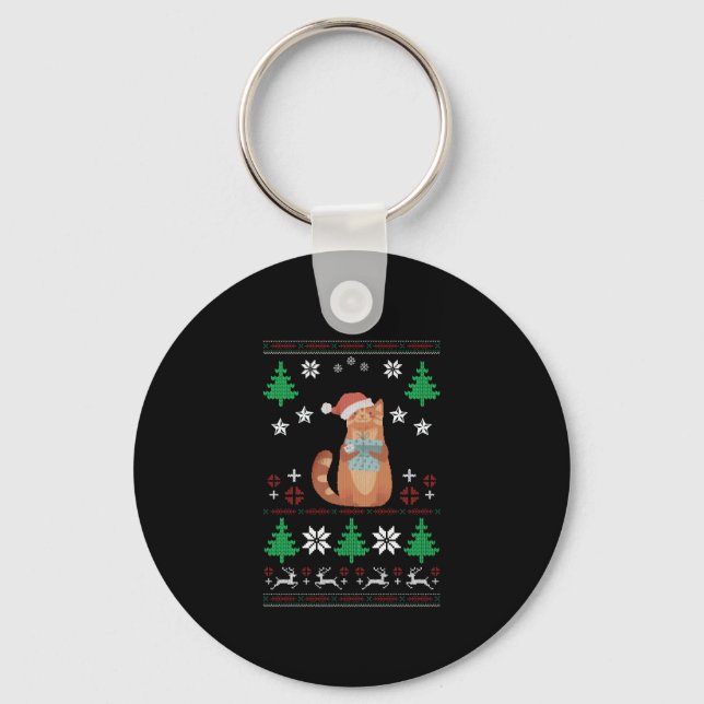 Chaveiro Gato de Natal Feio (Frente)