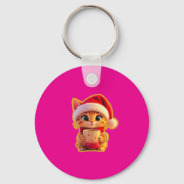 Chaveiro **Gato de Natal Fofo com Chapéu de Papai Noel – Fé