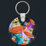 Chaveiro Gato de pizza espacial engraçado<br><div class="desc">Engraçado e design maluco por um presente legal!</div>