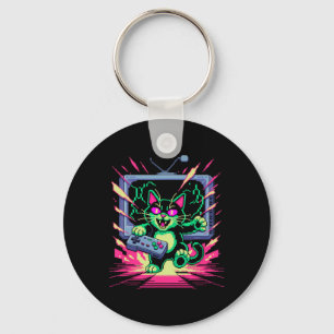 Chaveiro Gato de Raiva de Pixel Jogador Retro Glitch em Est