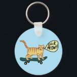 Chaveiro Gato de Skateboard MEOWT<br><div class="desc">Faça a festa começar com este gato de skate. Mão fez arte só para você! Personalize-o com o seu próprio texto. Verifique meu compro para mais designs correspondentes e mais produtos como adesivos,  camisetas e muito mais!</div>