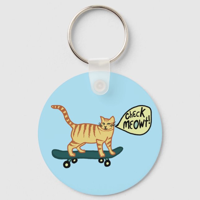 Chaveiro Gato de Skateboard MEOWT (Frente)