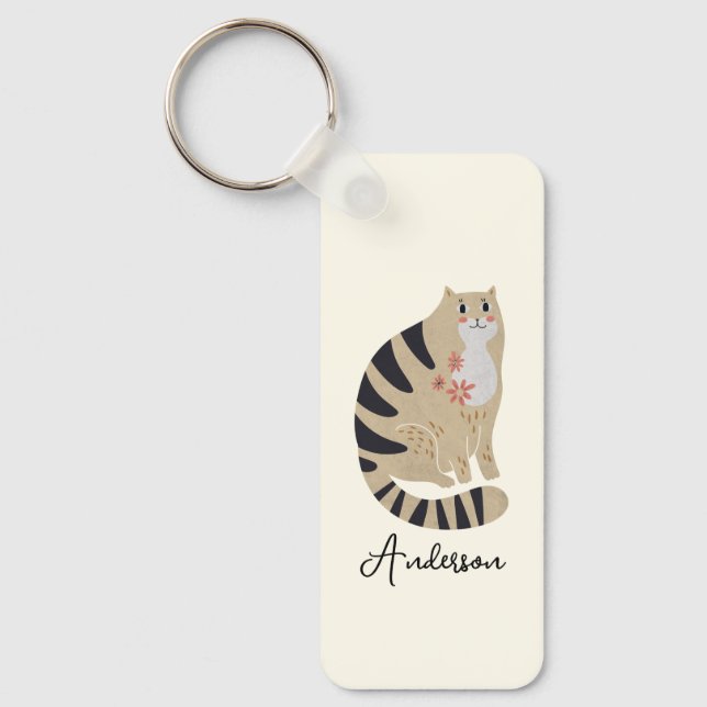 Chaveiro Gato de Sorriso Engraçado Personalizável (Frente)