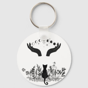 Chaveiro Gato de Vintage Celestial Moon Phases